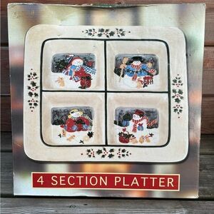 Vintage Plat de service 4 compartiments peint à la main!Design Susan Winget! (C)